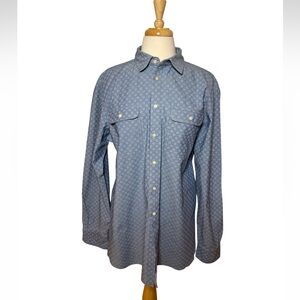 Haspel Men's Blue Patterned Dress Shirt-NWOT Size XL